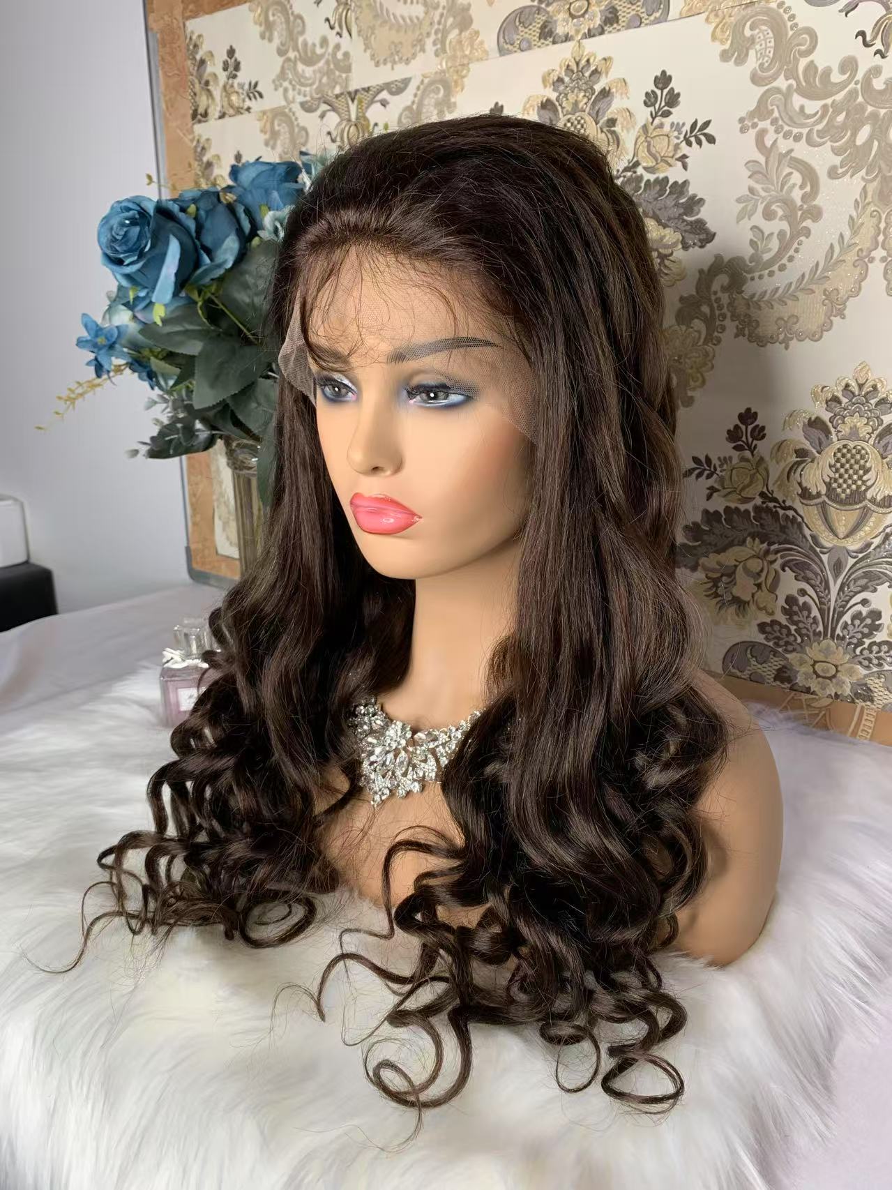 Sunbeauty Hair Honey Color 3# Loose Wave 13x4 Lace Front Wig,100% Human Hair Extensions