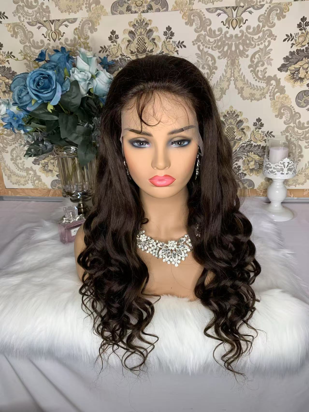 Sunbeauty Hair Honey Color 3# Loose Wave 13x4 Lace Front Wig,100% Human Hair Extensions